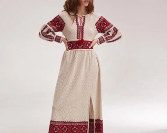 Ukrainian crochet long dress, Folk Ukraine Dress, Long Dress, Knitted Dress, Ukrainian Clothes