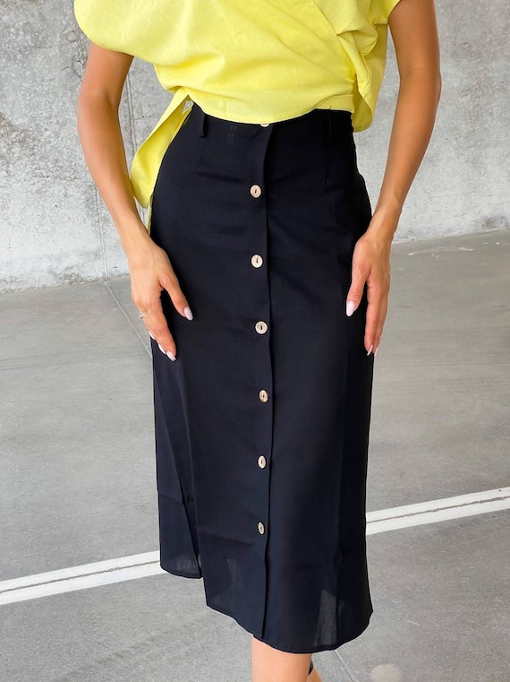 Black work top skirt yellow