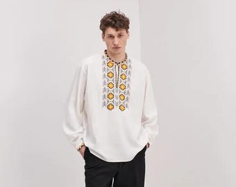 Men’s Ukrainian Shirt, Vyshyvanka Linen for Men, Gift for Him, Linen Ethnic Shirt