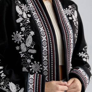 Black boho women jacket, bohemian black blouse, embroidered jacket, Black jacket, Boho jacket image 2