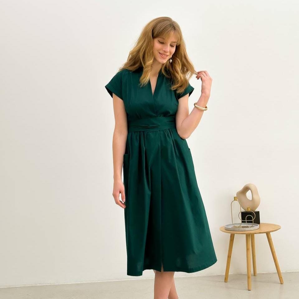 Emerald Green Midi Dress