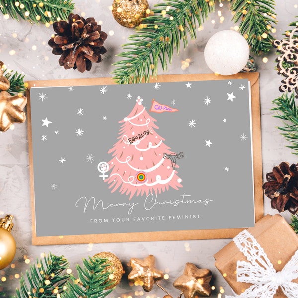 Feminist Christmas Card, Editable Christmas Card, Liberal Christmas Card, Printable Christmas Card