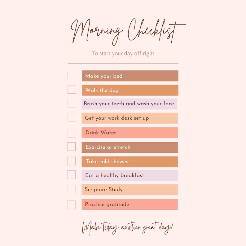 Editable Morning Checklist Editable Morning Routine Chart - Etsy