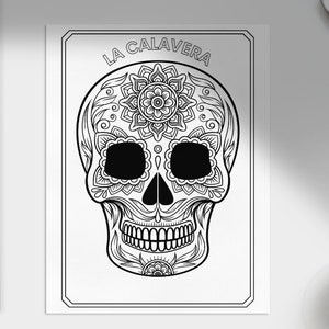 La Calavera Sugar Skull - Día de los Muertos Colorear / Dia De Muertos / Dia De Los Muertos / Calavera Montessori Hojas de Trabajo para Colorear Imprimibles