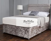 Luxury Crush Velvet Deep base divan bed Headboard 24 quot with wooden struts Drawer Options Many Colors to choose from Made in the UK