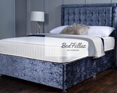 Luxury Crush Velvet Deep base divan bed Headboard 24 quot with wooden struts Drawer Options Many Colors to choose from Made in the UK