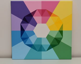 Original Geometric Painting - Handpainted -  Acrylic on Canvas - A Spectrum of Colour - Op Art - Geometric Abstraction - Hard Edge