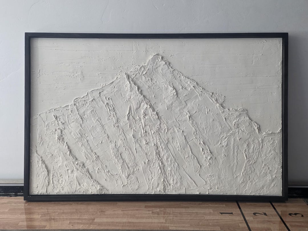 3D Textured Mountain Wall Art Large Minimalist 3D Painting Framed ...