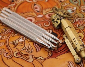 Juego de 4 herramientas de biselado de ángulo liso para cuero, sellos biseladores de corte bajo, acero inoxidable 304, kit de tallado y manualidades de cuero.