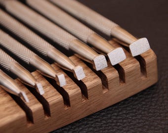 Sellos de cuero, biselador de cuero, juego de 7 piezas, herramientas profesionales de estampado de cuero para trabajos manuales, sellos de acero inoxidable 304