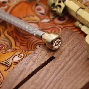 Leather Stamping Tool Stamp Carving Tools LeatherCraft Fine Brass Head 304 Stainless Steel Rod
