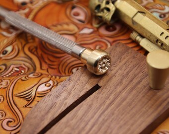 Herramienta de estampado de cuero, herramientas para tallar sellos, LeatherCraft, cabeza de latón fino, varilla de acero inoxidable 304