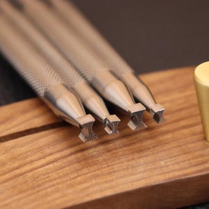 Leather Stamps, 4 Pieces Set Professional Leather Stamping Tools for Craft Working, 304 stainless steel Leather Stamping DIY Tool