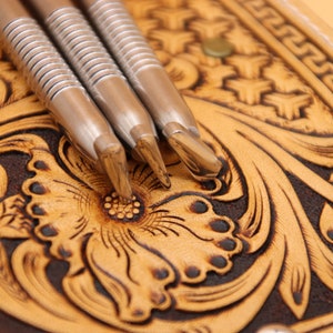 Leather Stamping Tools Leather Stamps Beveler Carving 304 Stainless Steel LeatherCraft Tool Full Set 3pcs