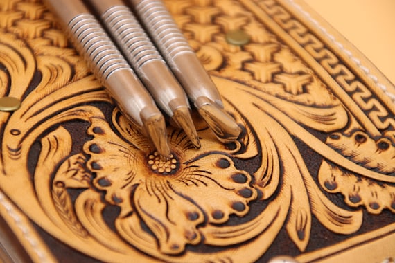 Leather Stamping Tools Leather Stamps Beveler Carving 304 Stainless Steel LeatherCraft Tool Full Set 3pcs