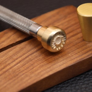 Leather Stamps Flower Center LeatherCraft Tool Fine Brass Head 304 Stainless Steel Rod