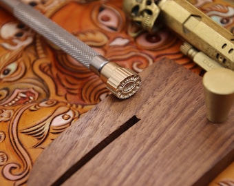 Herramienta de estampación de cuero Herramientas de tallado de sello LeatherCraft Cabeza de latón fino 304 Varilla de acero inoxidable