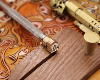 Herramienta de estampación de cuero Herramientas de tallado de tallado Herramientas biseladoras LeatherCraft Cabeza de latón fino 304 Varilla de acero inoxidable
