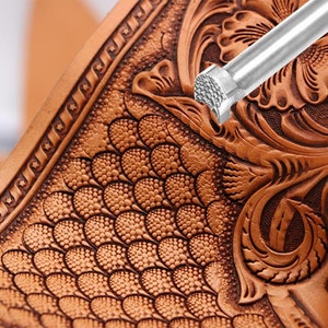 Dragon Scale Stamp Leather Stamping Tool Textured Grip Professional 304 Stainless Steel Leathercraft Carving Tools