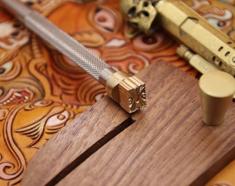 Herramienta de estampado de cuero Herramientas de trabajo de tallado LeatherCraft Cabeza de latón fino 304 Varilla de acero inoxidable