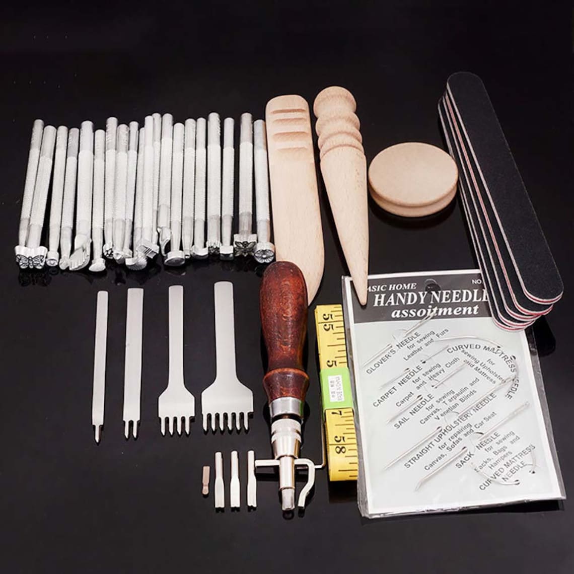 59Pcs Leather Working Tools and Supplies with Punch Beveler Etsy