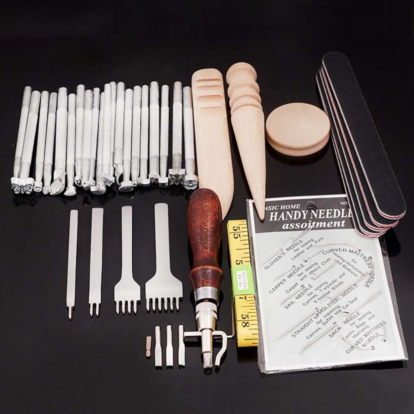 59Pcs Leather Working Tools and Supplies with Punch Beveler Etsy