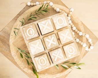 Large Mango Wood Tic Tac Toe - XOXO