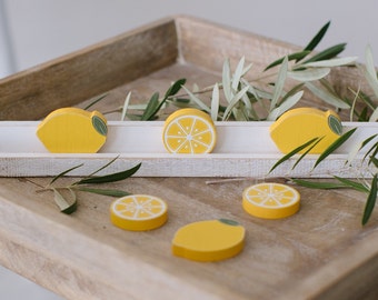Ensemble de 6 formes en bois - Citrons jaunes