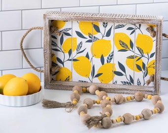 Wood Shiplap Tray - Lemons