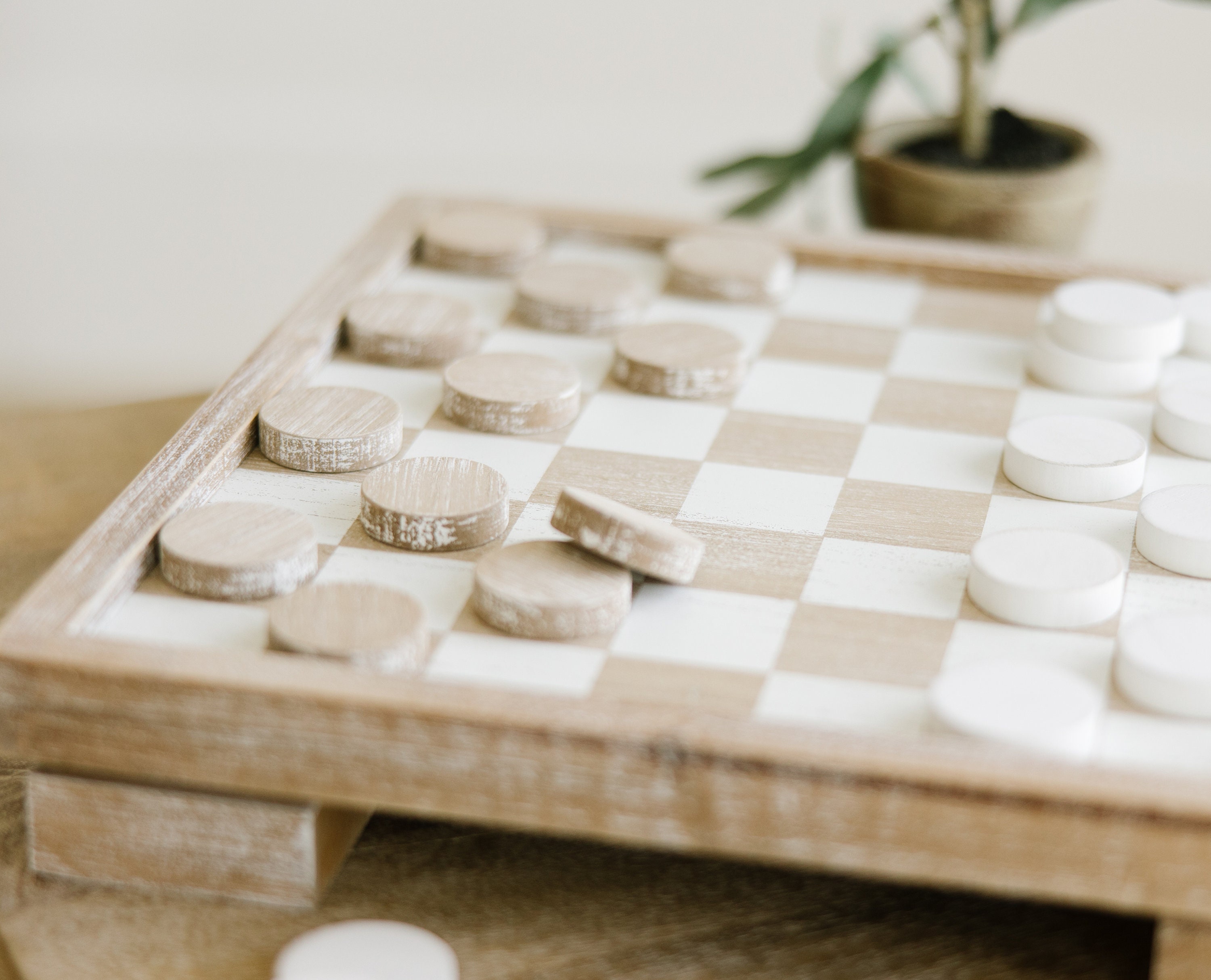 Wood Checkers Box - Natural & White - Etsy