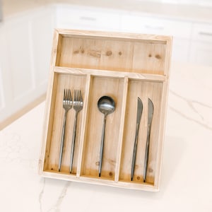 Wood Utensil Organizer Tray - Natural