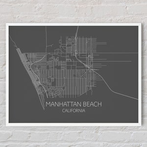 Cartel de impresión de Manhattan Beach Mapa, Mapa de Los Angeles, Regalo de Viaje de California para ella / para él, Manhattan Beach Art