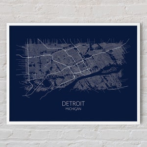 Detroit Map Print Poster, Michigan Map, Detroit Print Art, Detroit Travel Gift for him/for her