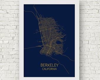 Berkeley Map Print Poster, Berkeley California Map, UC Berkeley, Cal Graduation Gift For Him/For Her