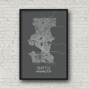 Seattle Map Print Poster, Washington Map Print, Seattle Minimal Map, Seattle Travel Gift voor hem / voor haar