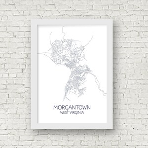 Morgantown Map Print Poster, West Virginia Map, Morgantown Poster, Morgantown Print, West Virginia Gift for Him/for Her