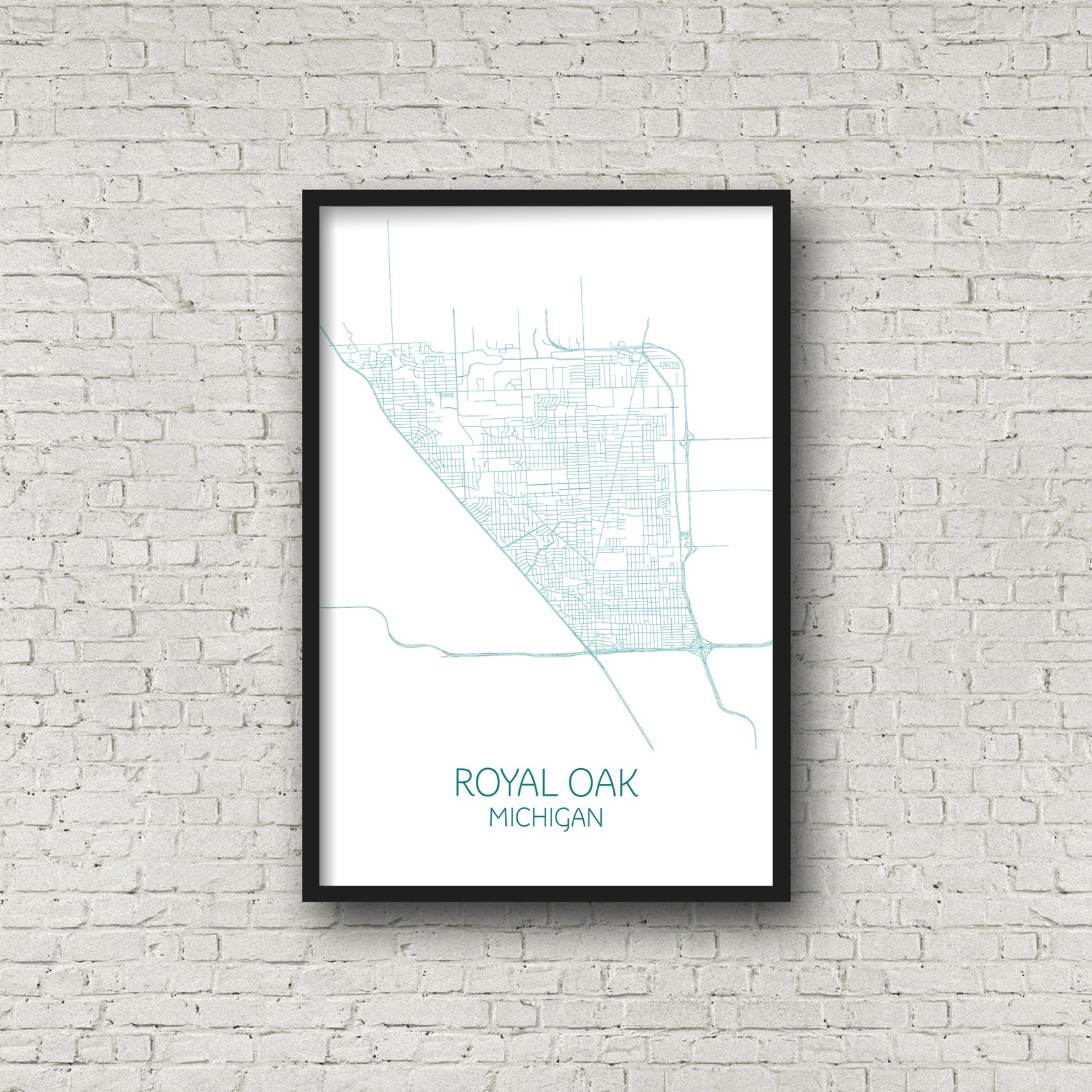 ROYAL OAK Map Print Poster Michigan Map Royal Oak Print Etsy