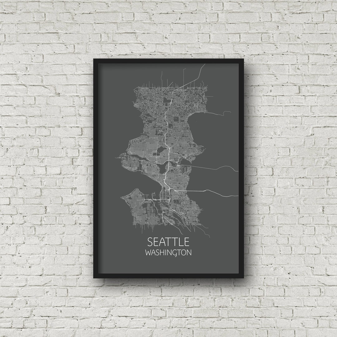 Seattle Map Print Poster, Washington Map Print, Seattle Minimalist Map ...