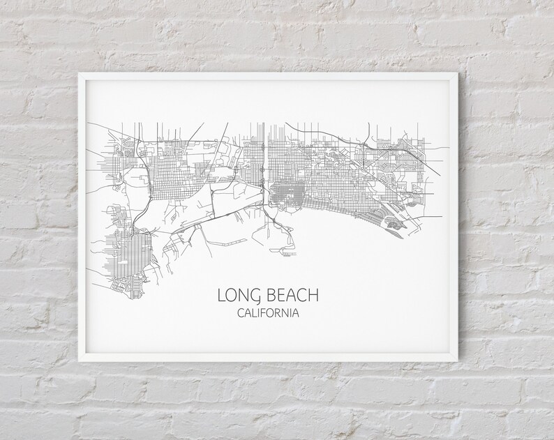 Long Beach Map Print Poster, Los Angeles Map, LA Map, California Map ...