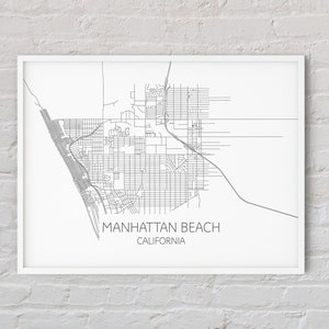 Cartel de impresión de Manhattan Beach Mapa, Mapa de Los Angeles, Mapa de LA, Mapa de California, Mapa minimalista, Arte de Manhattan Beach