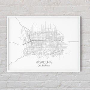 Pasadena Carte Imprimer Poster, Los Angeles Carte, LA Carte, California Map, Carte minimaliste, Pasadena Art