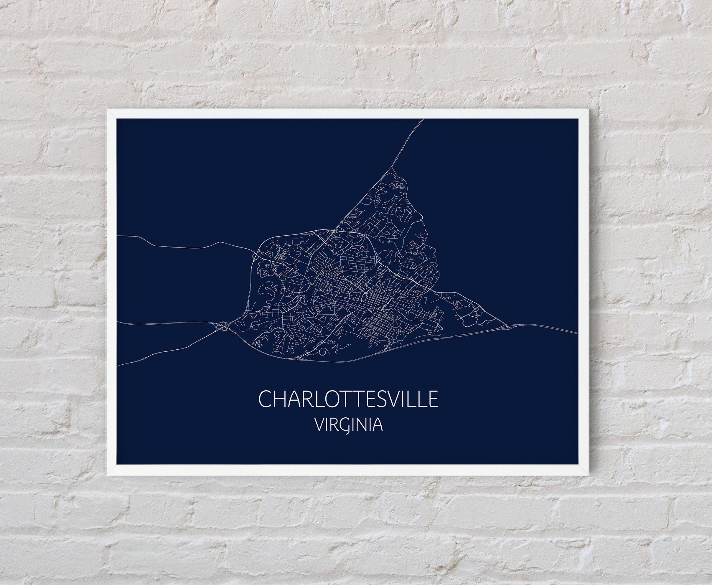 Charlottesville Map Print Poster, University of Virginia Graduation Gift, Charlottesville ...