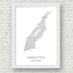 Manhattan Print Poster, Manhattan Print, New York Map, Manhattan Gift, New York Gift
