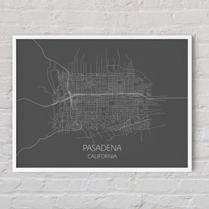 Pasadena Carte Imprimer Poster, Los Angeles Carte, LA Carte, California Map, Black and White Wall Map, Pasadena Art
