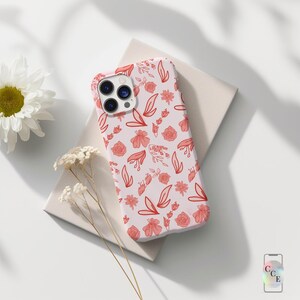 Floral Pink Pattern iPhone Case | Soft Pastel Flower Phone Cover for iPhone 16 15 14 13 12 11 Pro Max, Samsung Galaxy S24 S23 S22 S21 Ultra