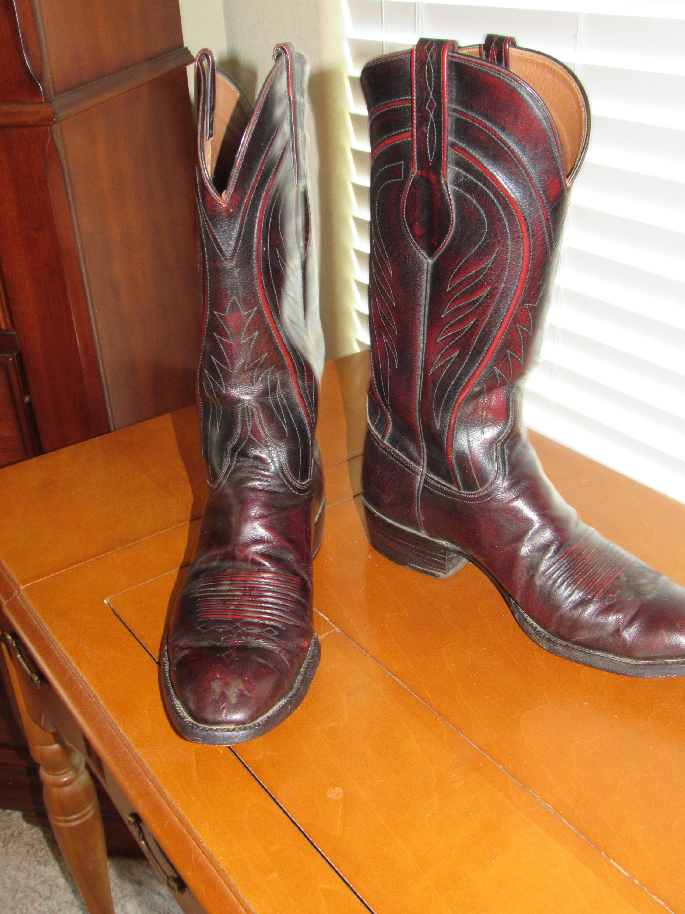 Black Cherry Goat Lucchese Men's Boots Etsy Australia
