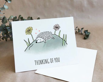 Thinking of You - Greeting Card / Hedgehog / Hedgehog card / Handmade  / hedgehog gift