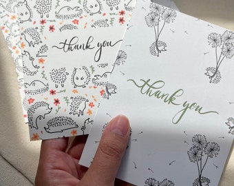 Variety pack of 6 Thank You Hedgehog Cards - Thank you cards / Greeting Card / Hedgehogs / Hedgehog card / Handmade /cute  / hedgehog gift