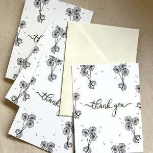 Set of 6 Thank You Dandelion Hedgehog Cards - Thank you cards / Greeting Card / Hedgehogs / Hedgehog card / Handmade /cute  / hedgehog gift