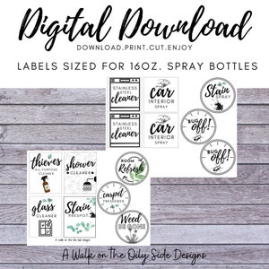Pobieranie cyfrowe.PDF.16oz. Etykiety na butelki ze spryskiwaczem.Liść eukaliptusa.Nowoczesne.Produkty naturalne DIY.YLEO